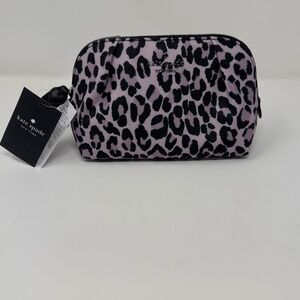 NWT Kate Spade Chelsea Spotted Leopard Cosmetic Bag in Violet Mist